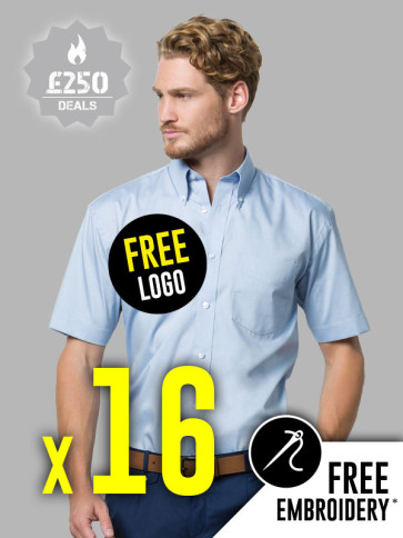 16 x Kustom Kit Short Sleeve Corporate Oxford Shirts