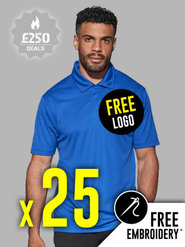 25 x AWDis 100% Polyester Cool Polo Shirt