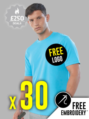 30 x AWDis 100% Polyester Cool T-Shirt