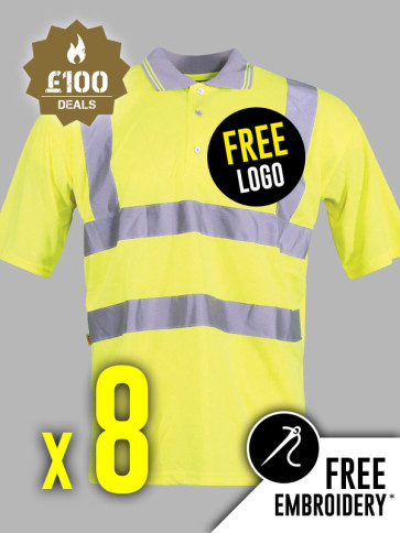 8 x Warrior Hi-Vis Polo Shirts