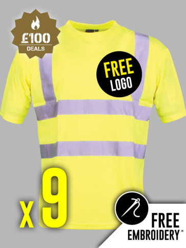 9 x Warrior Hi-Vis T-Shirts