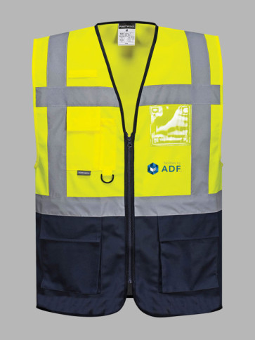 Portwest Hi-Vis Warsaw Executive Vest - Yellow/Navy trim