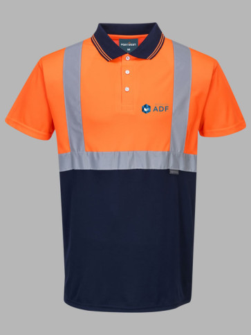Portwest Hi-Vis Two Tone Polo Shirt - Orange/Navy trim