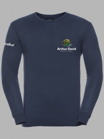 Russell Collection V-Neck Knitted Jumper - Navy