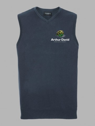 Russell V-Neck Sleeveless Knitted Pullover - Navy