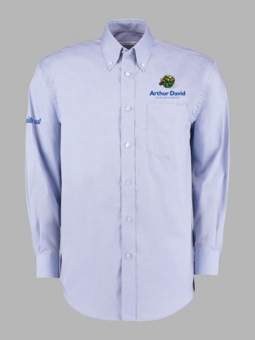Kustom Kit Long Sleeve Oxford Shirt - Light Blue