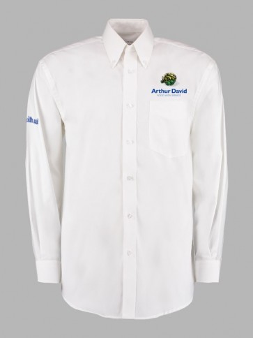 Kustom Kit Long Sleeve Oxford Shirt - White
