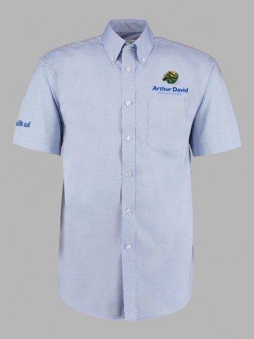 Kustom Kit Short Sleeve Oxford Shirt - Light Blue