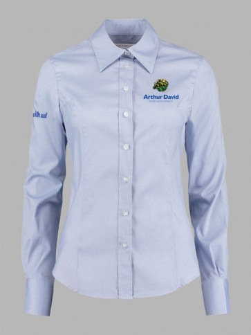 Kustom Kit Ladies Long Sleeve Oxford Shirt - Light Blue