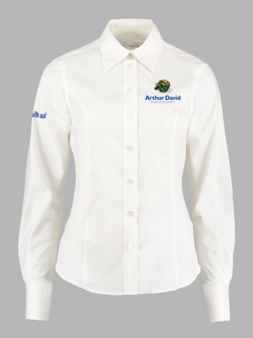 Kustom Kit Ladies Long Sleeve Oxford Shirt - White