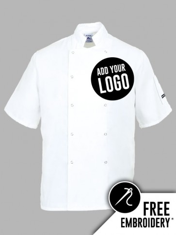 Portwest Cumbria Ring Stud Short Sleeve Chefs Jacket