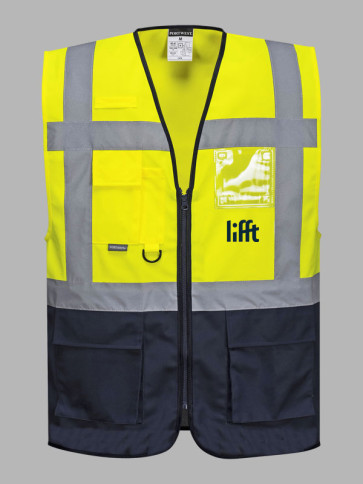 Portwest Hi-Vis Warsaw Executive Vest - Yellow/Navy trim