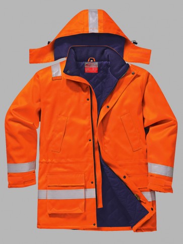 Portwest Bizflame Hi-Vis Flame Resistant Anti-Static Winter Jacket