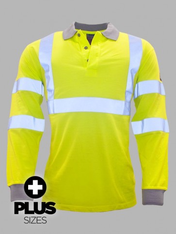 Portwest PLUS SIZE Modaflame Flame Resistant Hi-Vis Anti-Static Long Sleeve Polo Shirt