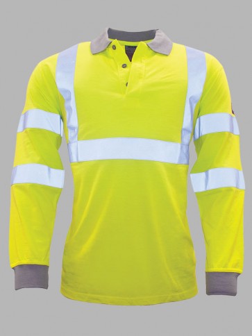 Portwest Modaflame Flame Resistant Hi-Vis Anti-Static Long Sleeve Polo Shirt