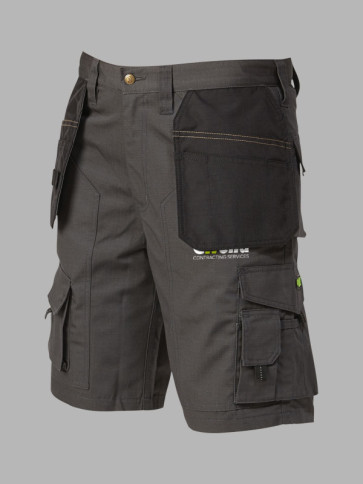 Apache Lightweight Rip Stop Holster Work Shorts - Grey/Black trim