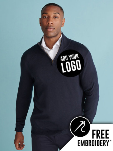 Henbury Zip Neck Knitted Sweater