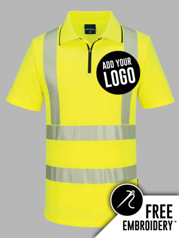 Portwest KX3 Hi-Vis Sport Cool Zip Neck Polo Shirt