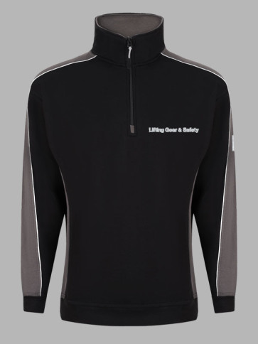 Orn Avocet Contrast Zip Neck Sweatshirt - Black / Graphite Grey trim