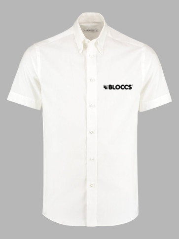 Kustom Kit Mens Premium Tailored Fit Short Sleeve Oxford Shirt (Bloccs) - White