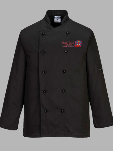 Portwest Somerset Popper Long Sleeve Chefs Jacket  - Black