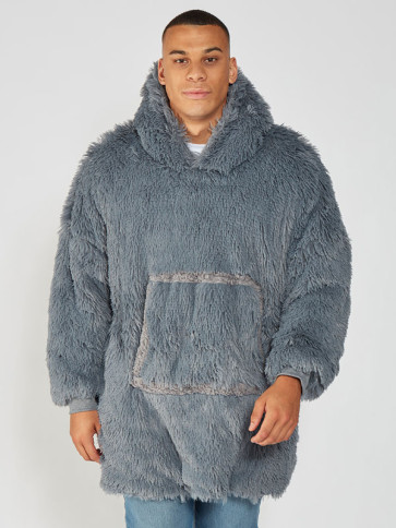 Ribbon Oversized Cosy Reversible Shaggy Sherpa Hoodie