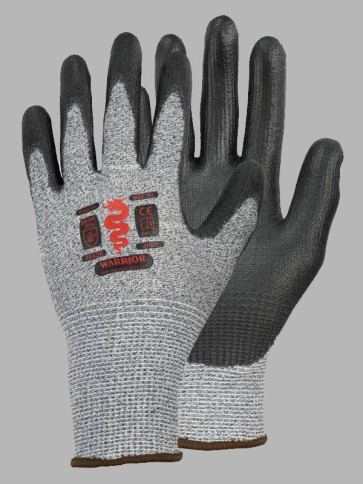 Warrior PU Cut D Gloves - Black/Grey trim