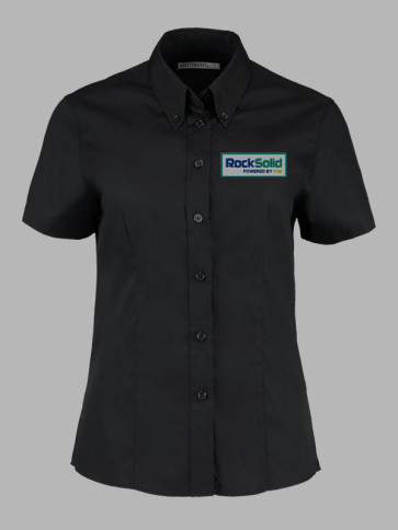 Kustom Kit Ladies Short Sleeve Oxford Shirt - Black