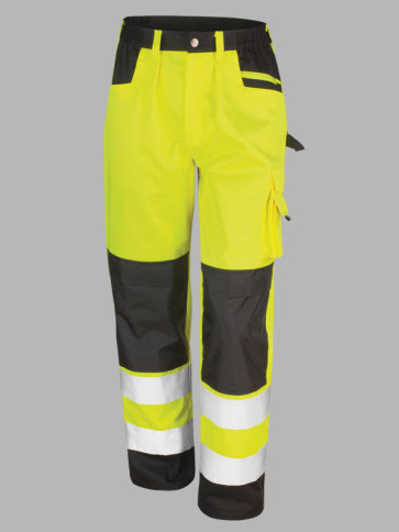 Result Safe-Guard Hi-Vis Contrast Safety Cargo Trousers - Yellow/Black trim