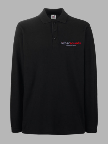 Fruit of the Loom Premium Long Sleeve Polo Shirt - Black