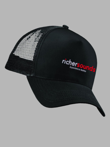 Beechfield Snapback Trucker Baseball Cap - Black / Black trim