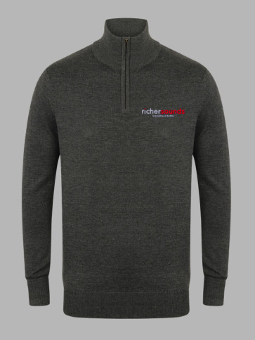 Henbury Zip Neck Sweatshirt - Grey Marl