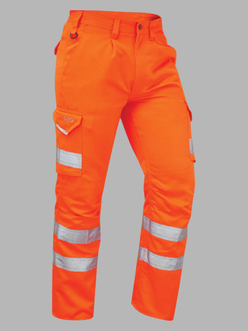 Leo Hi-Vis Bideford EcoViz Cargo Trousers - Orange