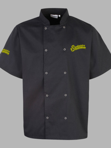 Premier Stud Front Short Sleeve Chefs Jacket - Black