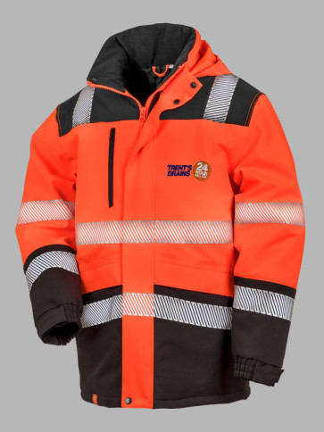 Result Safe-Guard Hi-Vis Soft Shell Safety Coat - Orange / Black trim