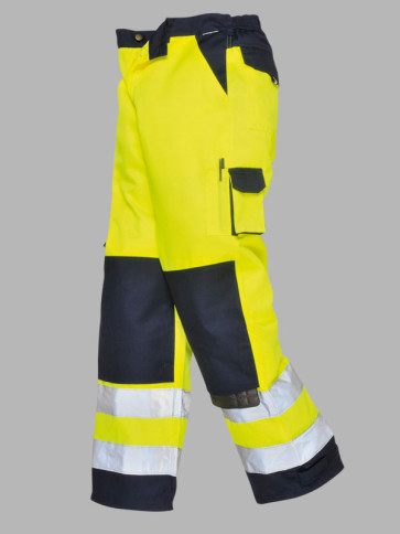 Portwest Hi-Vis Lyon Trousers - Yellow/Navy trim