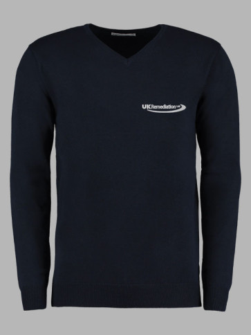 Kustom Kit Arundel V-Neck Knitted Sweater - Navy