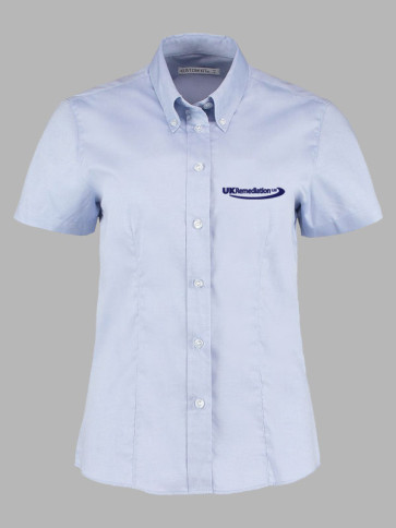 Kustom Kit Ladies Short Sleeve Oxford Shirt (Employee) - Light Blue
