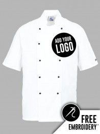 Portwest Kent Popper Short Sleeve Chefs Jacket