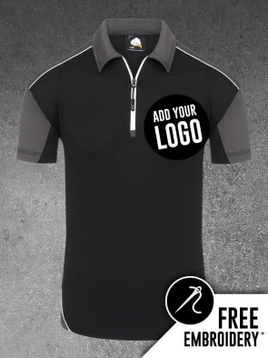 Orn Fireback 100% Polyester Contrast Zip Neck Wicking Polo Shirt