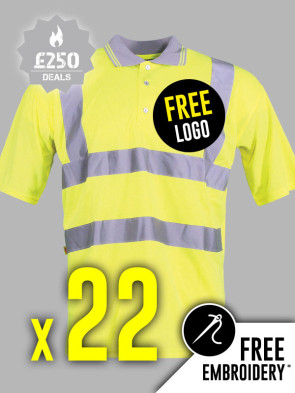 22 x Warrior Hi-Vis Polo Shirts
