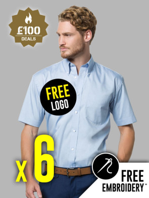 6 x Kustom Kit Short Sleeve Corporate Oxford Shirts