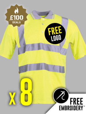 8 x Warrior Hi-Vis Polo Shirts