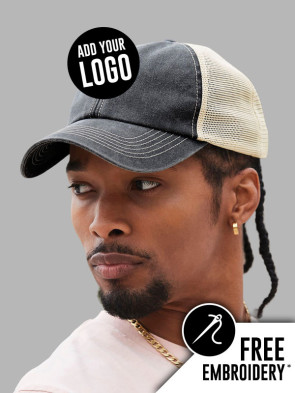 Beechfield 6 Panel Vintage Trucker Baseball Cap