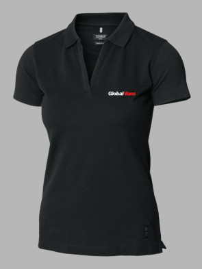 Nimbus Ladies Harvard V-Neck Stretch Deluxe Polo Shirt - Black