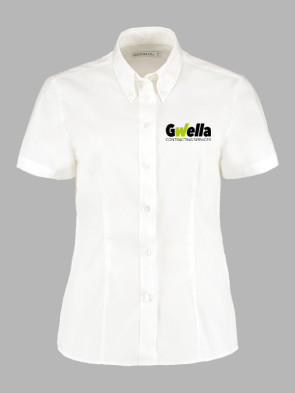 Kustom Kit Ladies Short Sleeve Oxford Shirt - White