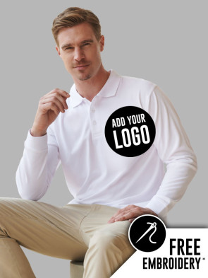 Henbury Coolplus Long Sleeve Polo Shirt