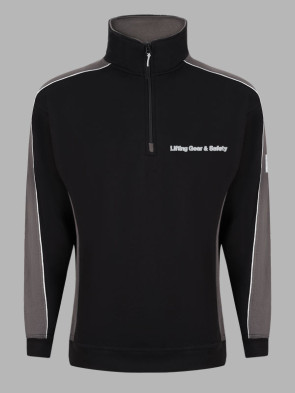 Orn Avocet Contrast Zip Neck Sweatshirt - Black / Graphite Grey trim