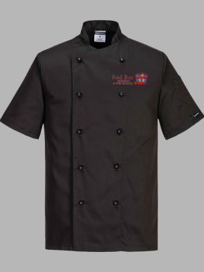 Portwest Kent Popper Short Sleeve Chefs Jacket - Black