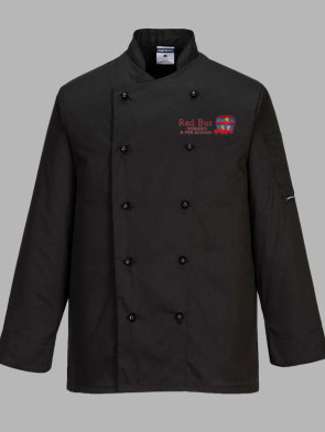 Portwest Somerset Popper Long Sleeve Chefs Jacket  - Black